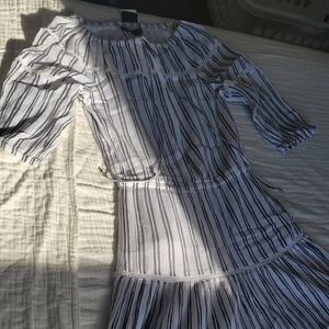 Ralph Lauren Black and White Striped Midi Dress